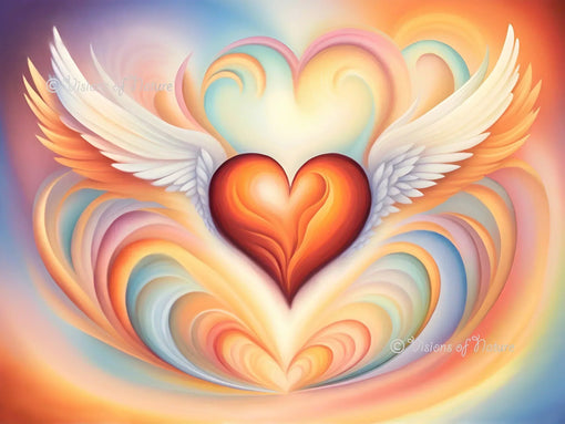Pasteltekening verkrijgbaar als artprint met hart met engelenvleugels