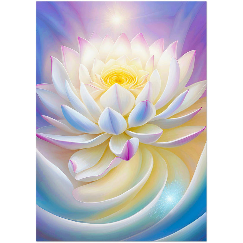 Kaartenset met een delicate lotusbloem in pasteltinten met een serene gloed