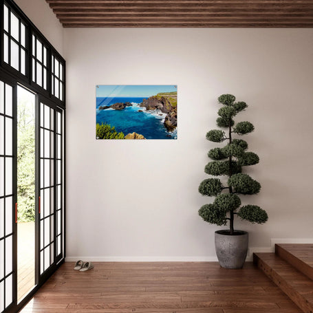 Muurdecoratie met baai en rotsen