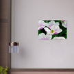 Acrylglas wanddecoratie met schitterende tulpen in lila met wit