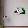 Acrylglas wanddecoratie met schitterende tulpen in lila met wit