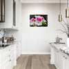 Acrylglas wanddecoratie met een schitterende Franse geranium in roze en witte tinten