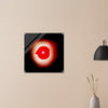 Acrylprint van een prachtige rode lichtbol met op de voorgrond een klaproos