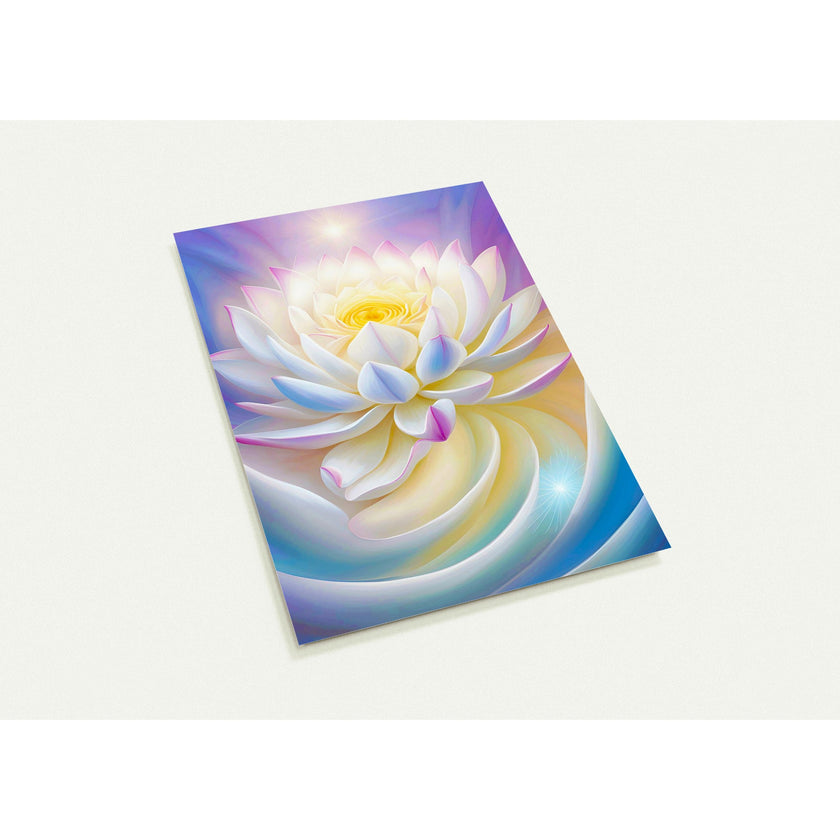 Kaartenset met een delicate lotusbloem in pasteltinten met een serene gloed