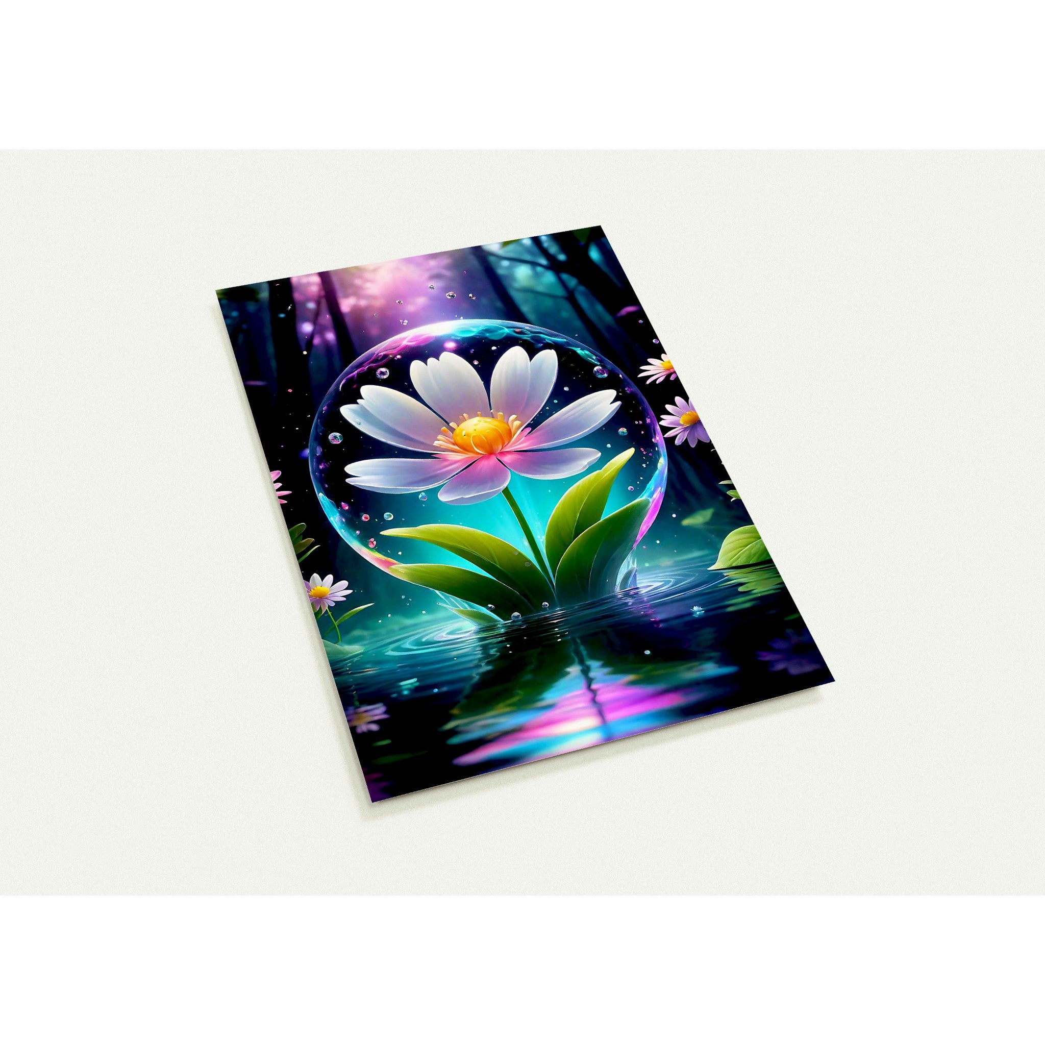 Kaartenset met een schitterende kleurrijke kosmische bloem