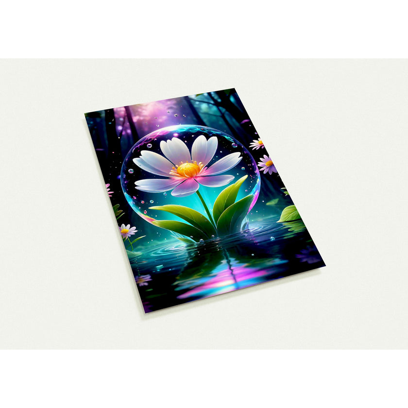 Kaartenset met een schitterende kleurrijke kosmische bloem