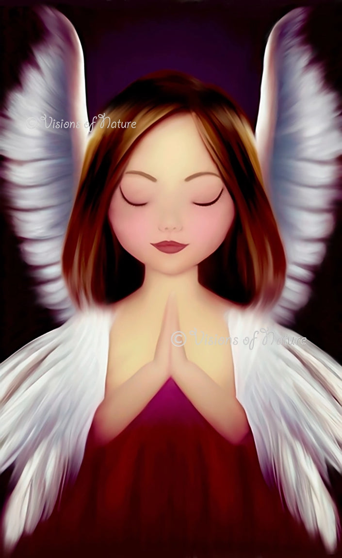 Kunstwerk met mediterende engel