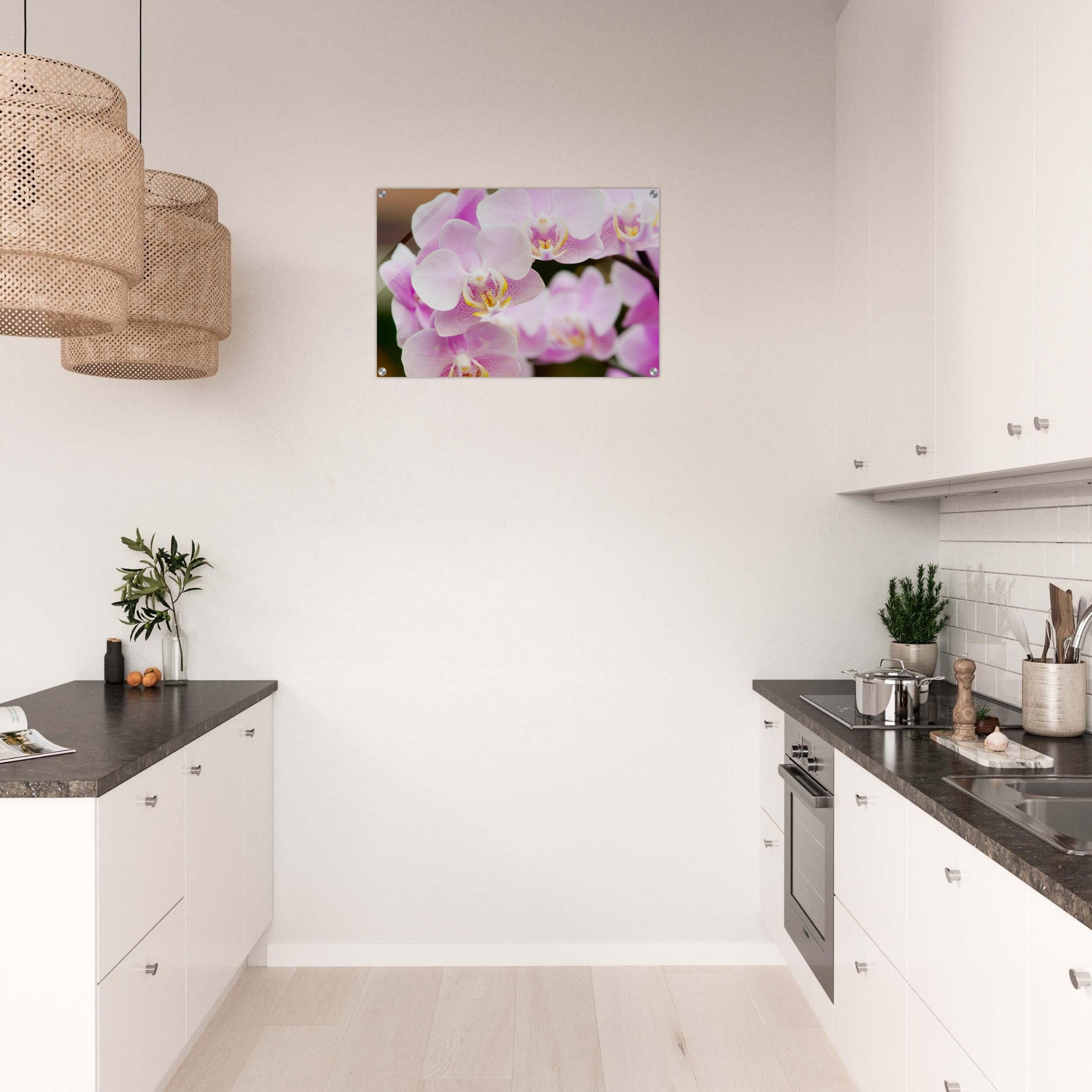 Acrylglas wanddecoratie met een schitterende roze orchidee