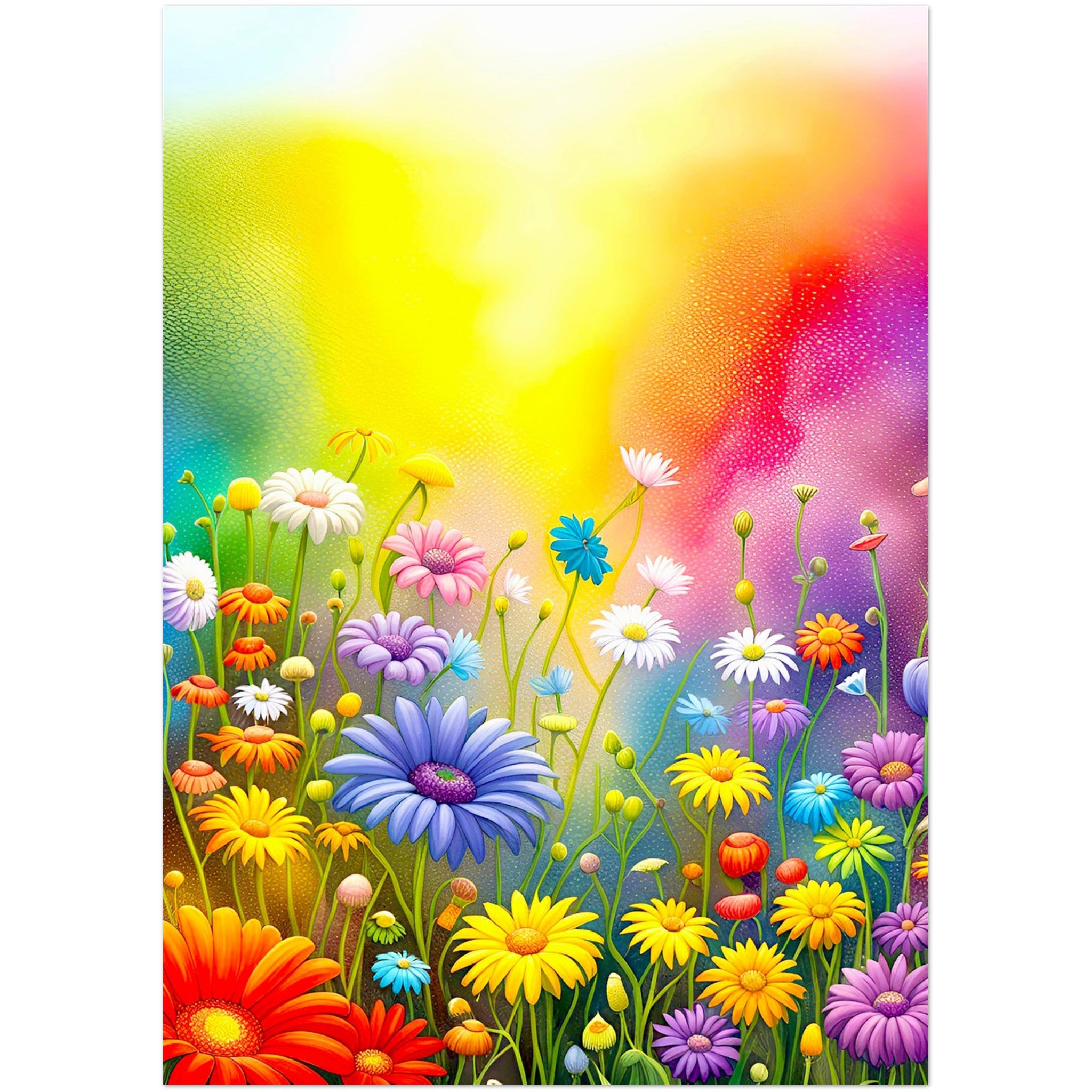 Kaartenset met fleurige regenboogbloemen