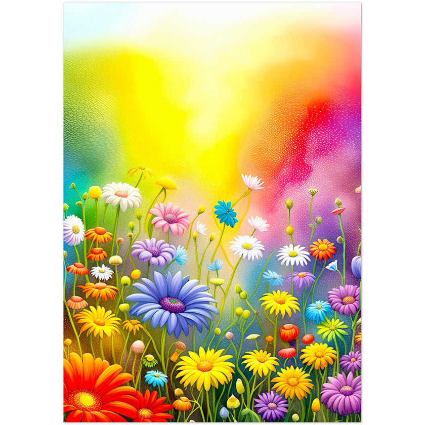 Kaartenset met fleurige regenboogbloemen