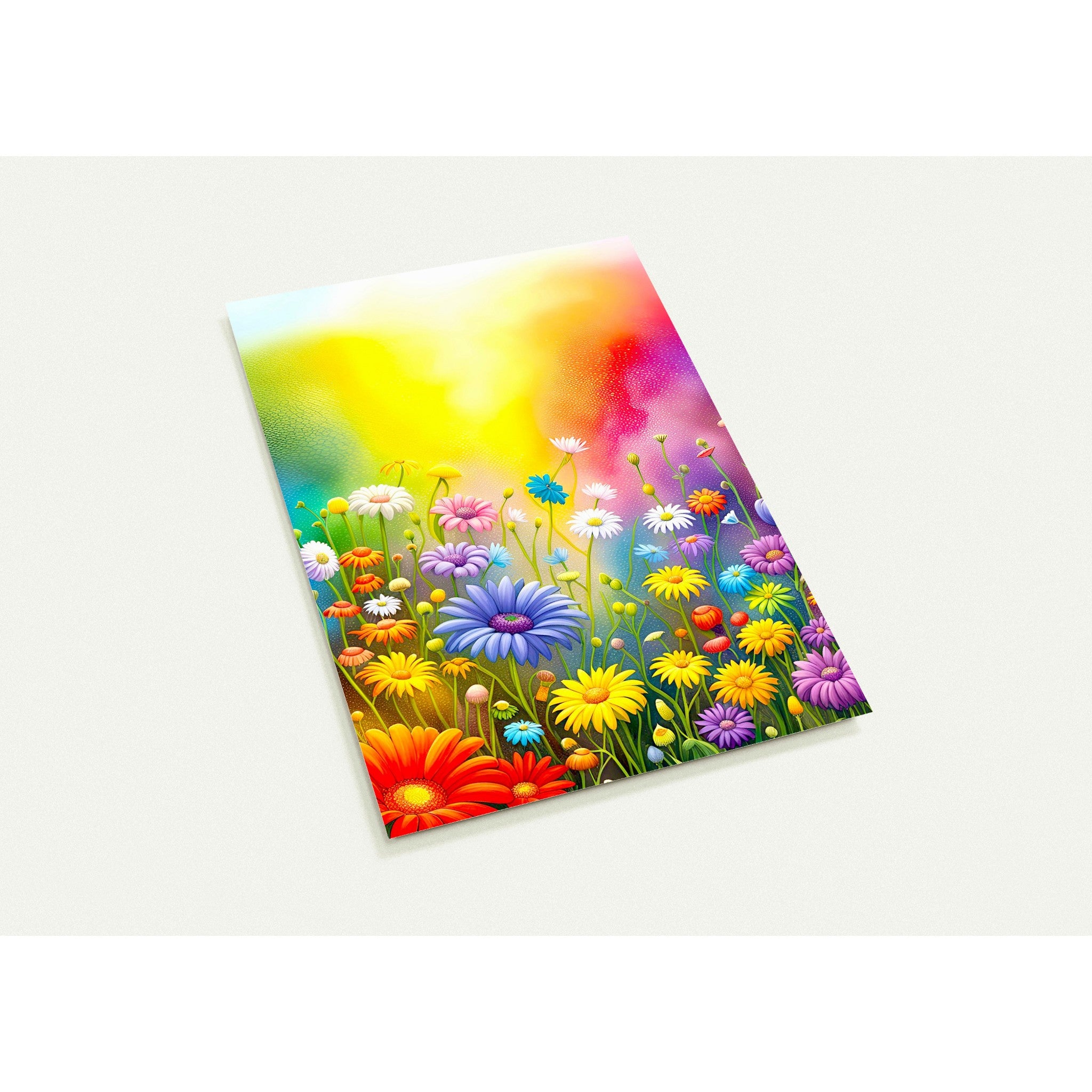 Kaartenset met fleurige regenboogbloemen