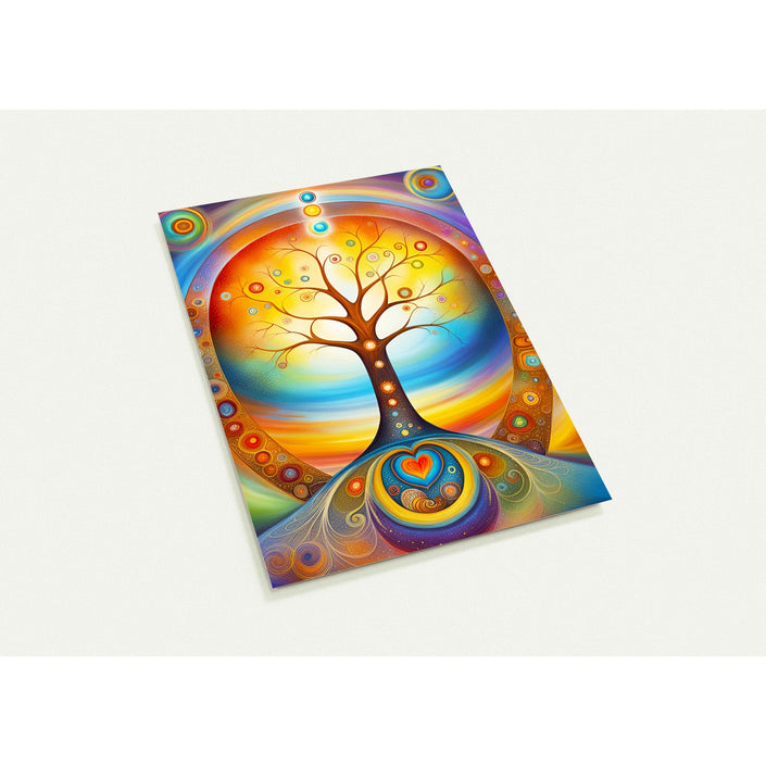 Kaartenset met een kleurrijke levensboom als symbool voor innerlijke groei