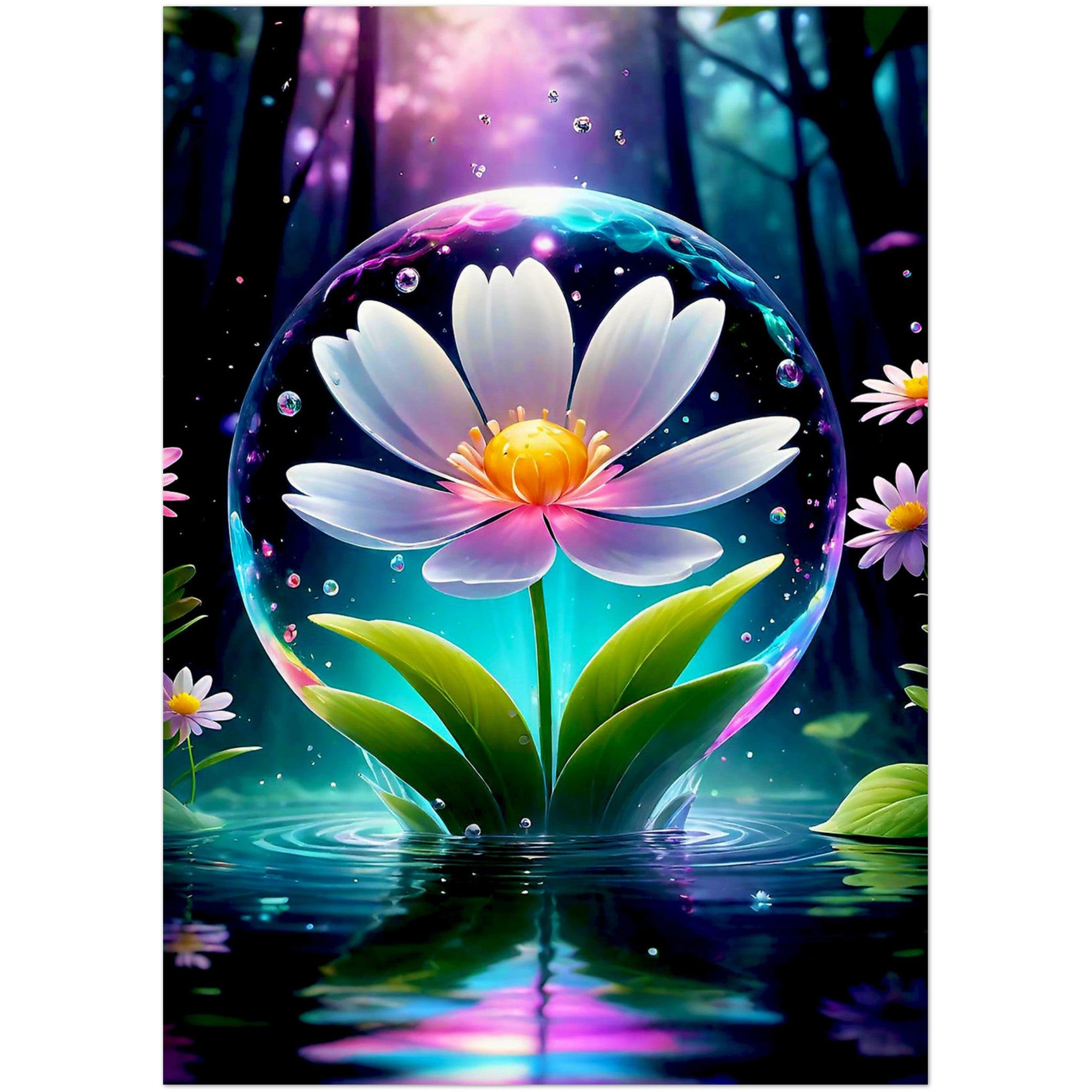 Kaartenset met een schitterende kleurrijke kosmische bloem